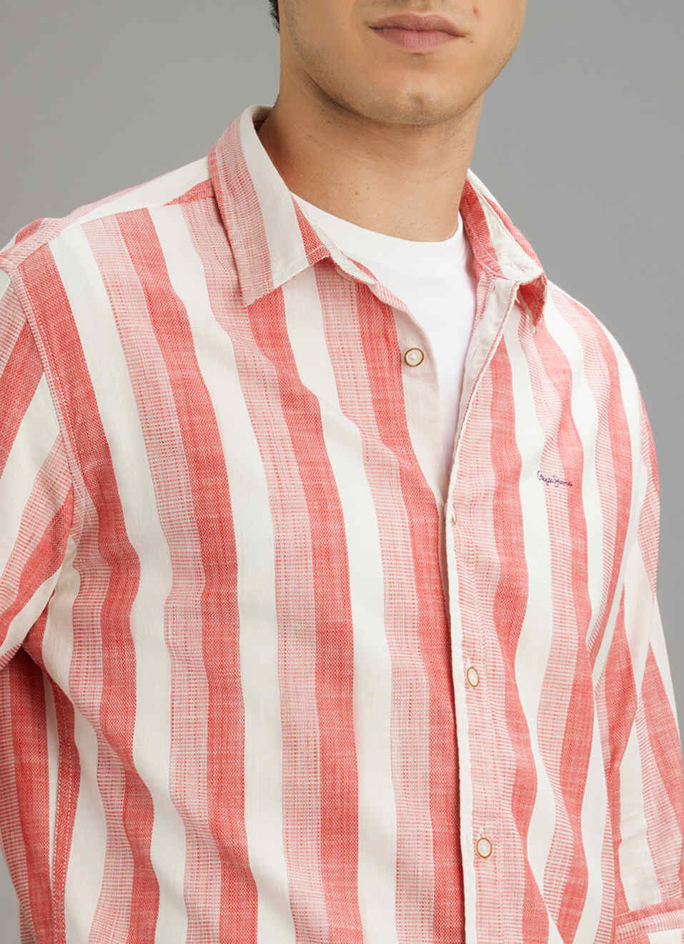 Men Red Striped Shirt, , large image number 1