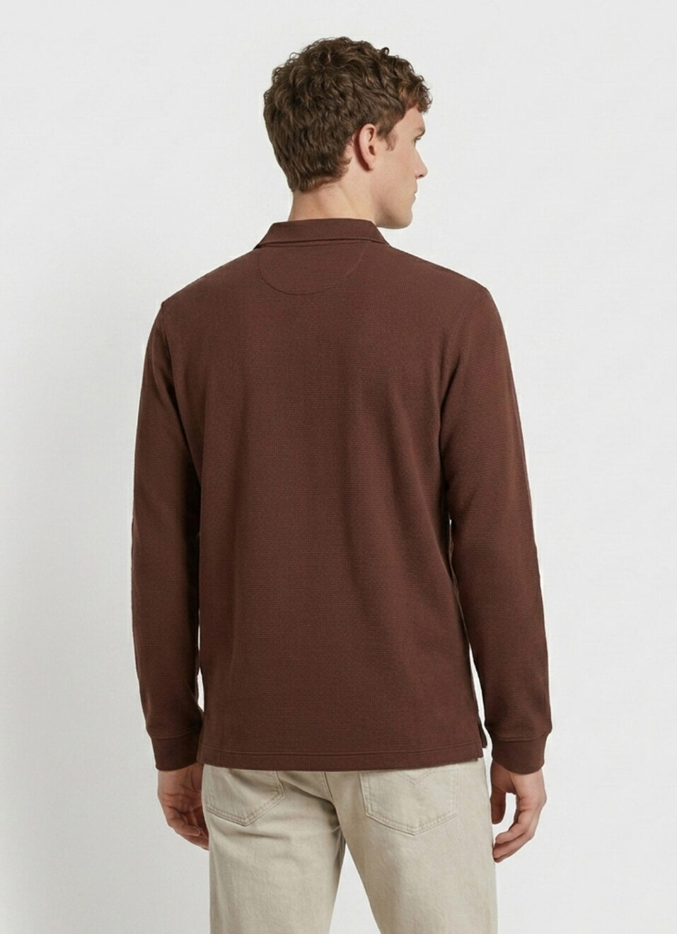 Men Brown Solid Polo Collar T-shirt, , large image number 2