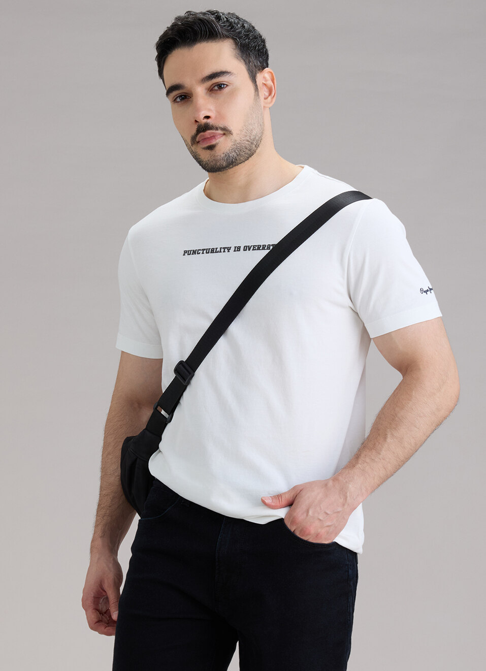 Men White Printed Relaxed Fit Short Sleeve T-shirt, , large image number 2