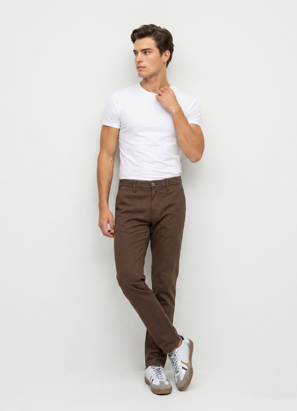 Men Brown Straight Chinos, , large image number 7