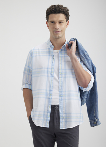 Men White Check Full Sleeve Shirt