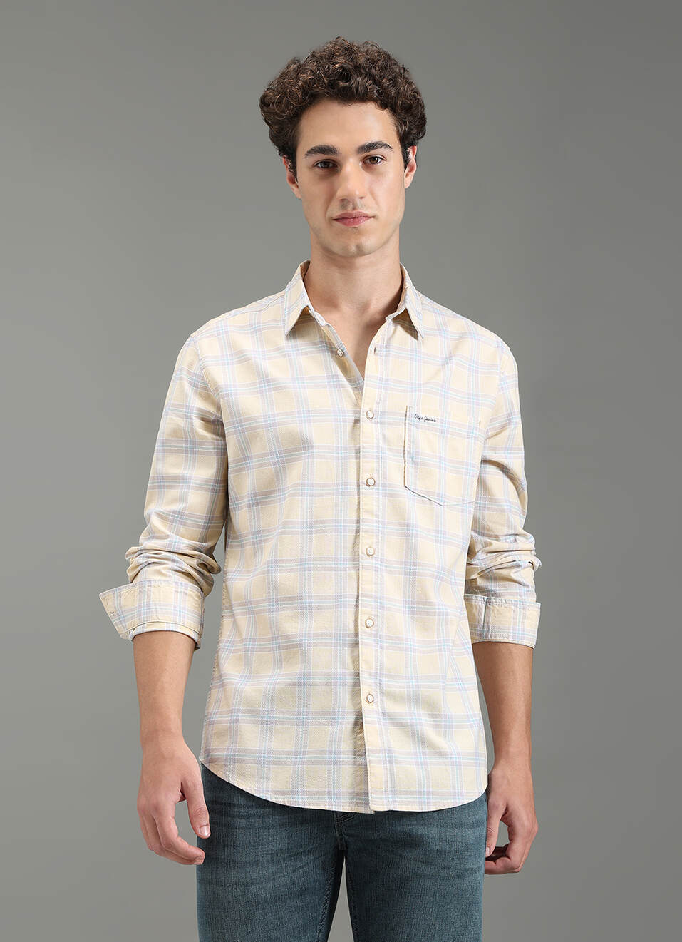 Men Yellow Checks Full Sleeves Shirt, , large image number 5