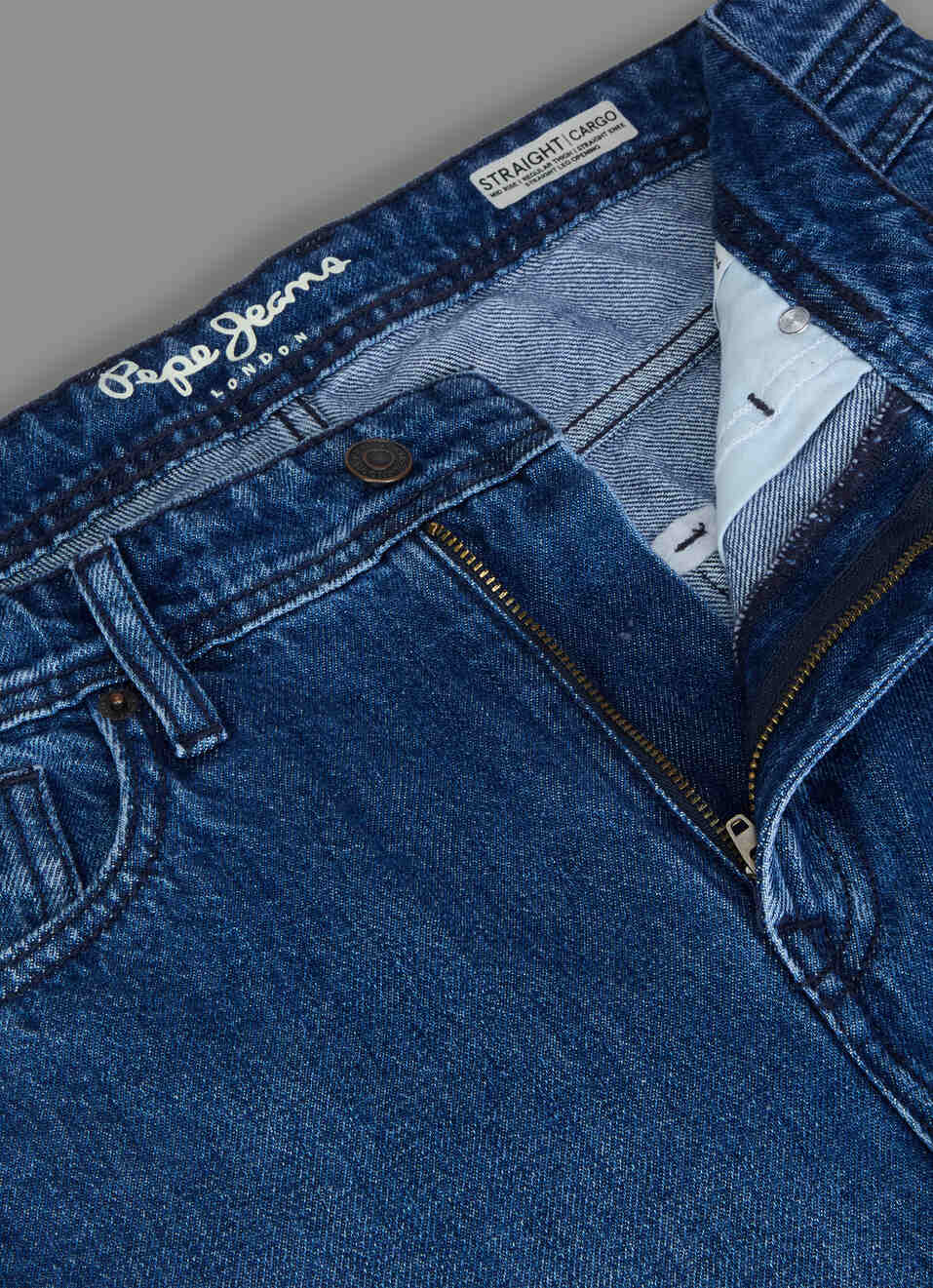 Men Blue Medium Dark Used Straight Fit Mid Rise Cargo Jeans, , large image number 6