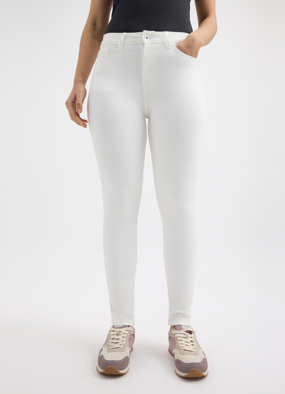 Women Ecru Skinny Fit High Rise Jeans, , large image number 1