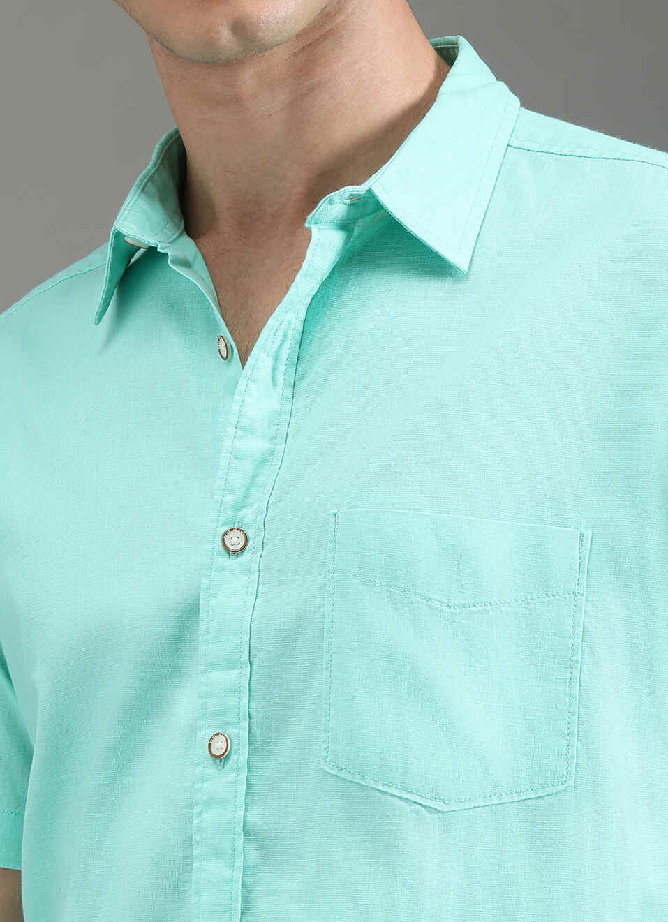 Men Blue Solid Short Sleeve Shirt, , large image number 1