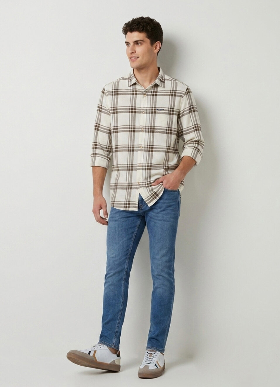 Men Olive Green Checked Long Sleeve Shirt, , large image number 5