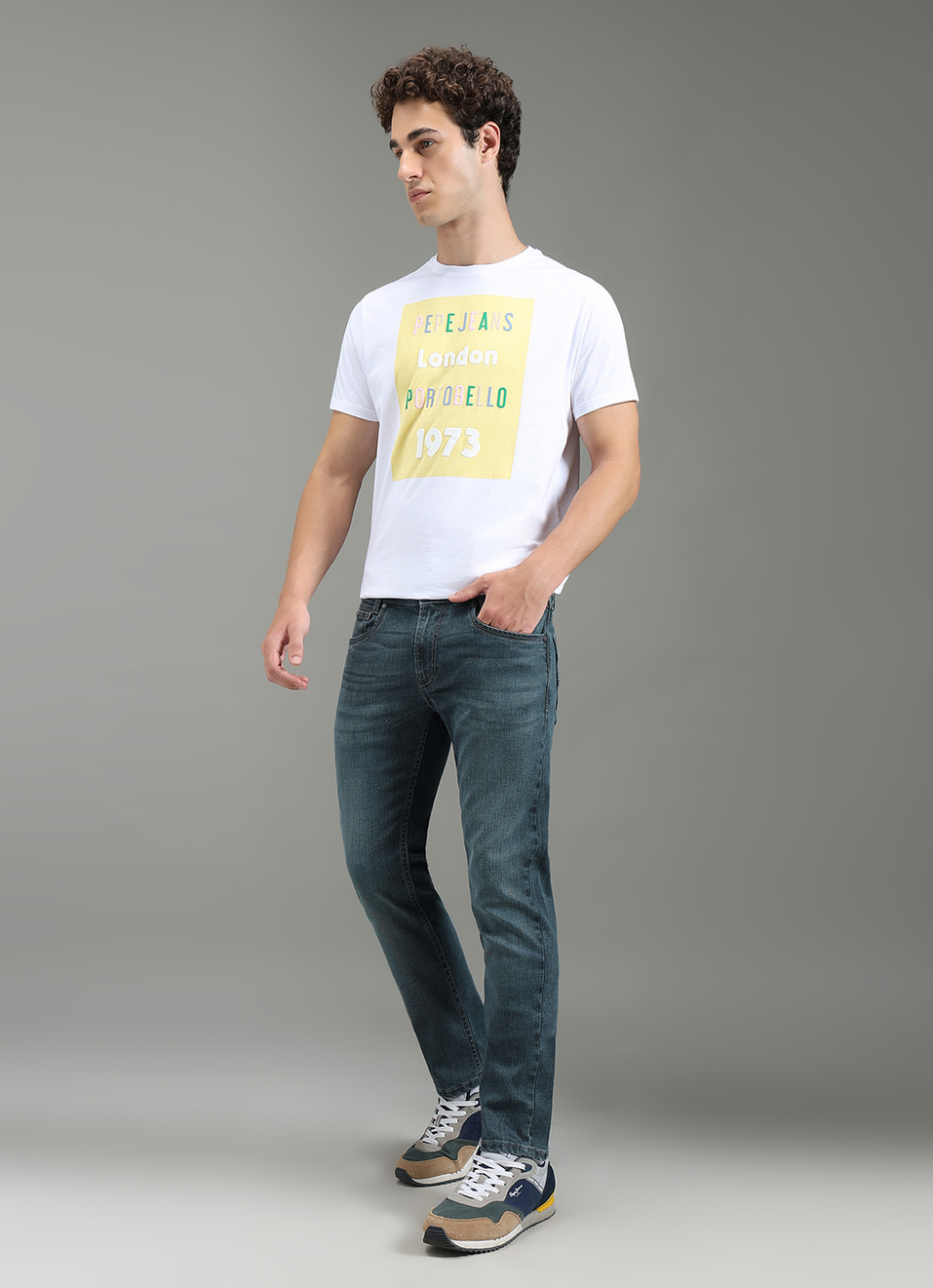 Men White Slim Fit Graphic T-shirt, , large image number 2