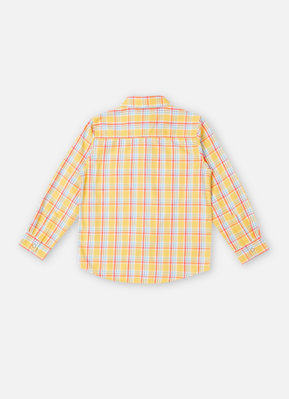 Boys Yellow Twill Checks Yarn-dyed Long Sleeve Shirt, , large image number 1