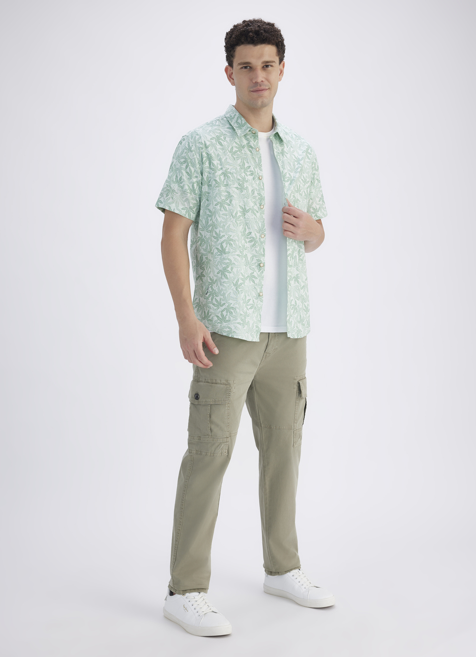 Men Blue Botanical Print Short Sleeve Shirt, , large image number 5