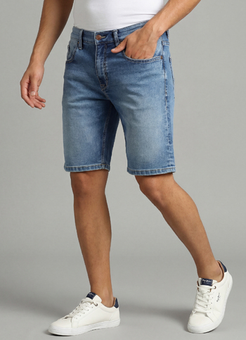 Chinox Blue Mid Rise Slim Fit Shorts