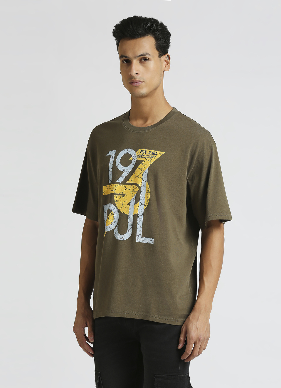 Olive Graphic Print Short Sleeve Oversized T-shirt, , large image number 2
