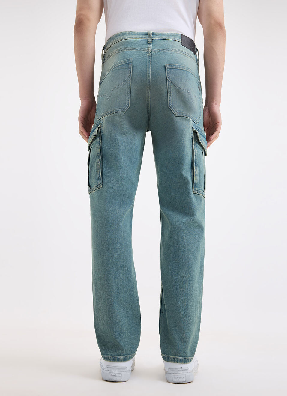 Men Blue Straight Fit Mid Rise Cargo Jeans, , large image number 3