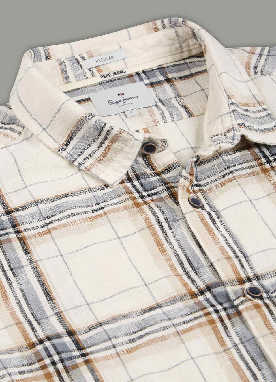 Men Off White Checked Shirt, , large image number 7