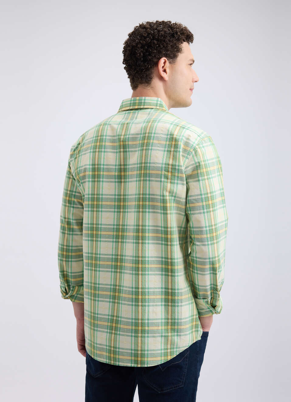 Men Green Check Full Sleeve Shirt, , large image number 2