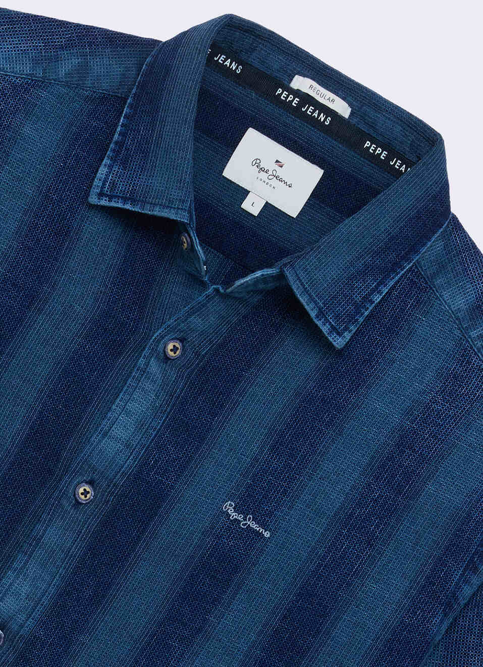 Men Blue Striped Dobby Long Sleeve Shirt, , large image number 6