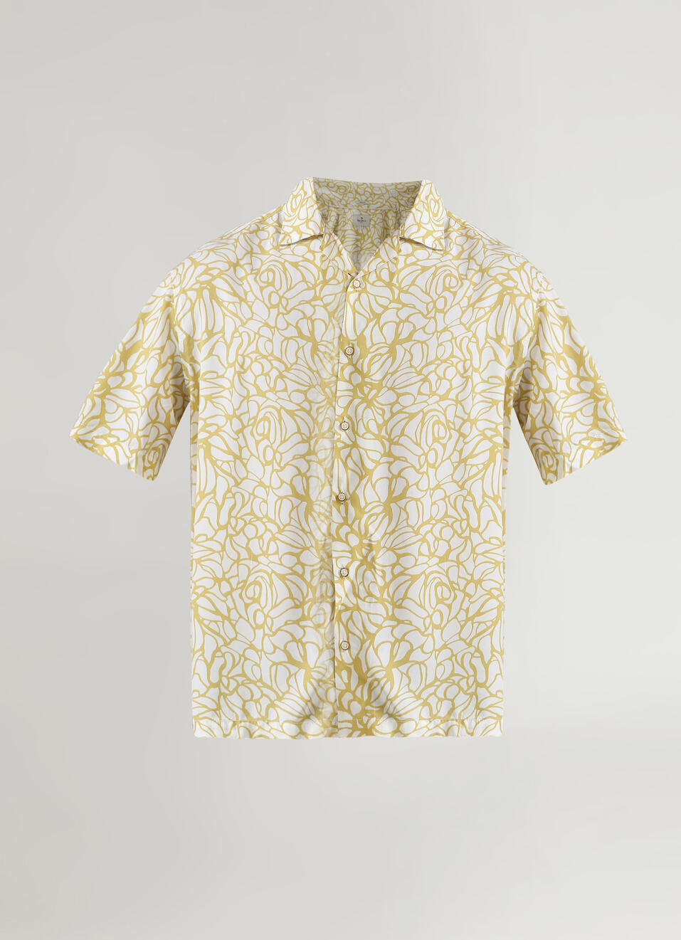 Yellow All Over Print Resort Collar Trendy Short Sleeve Shirt, , large image number 6