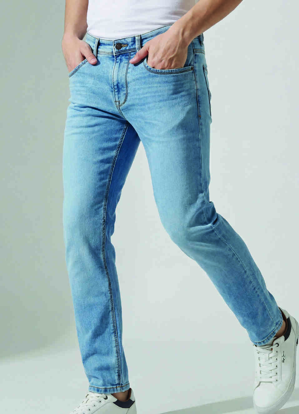 Men Light Blue Low Rise Slim Fit Gymindigo Jeans, , large image number 0