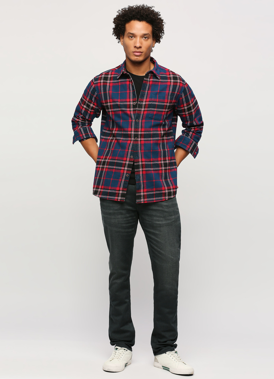 Navy Checks Full Slevee Shirt, , large image number 6