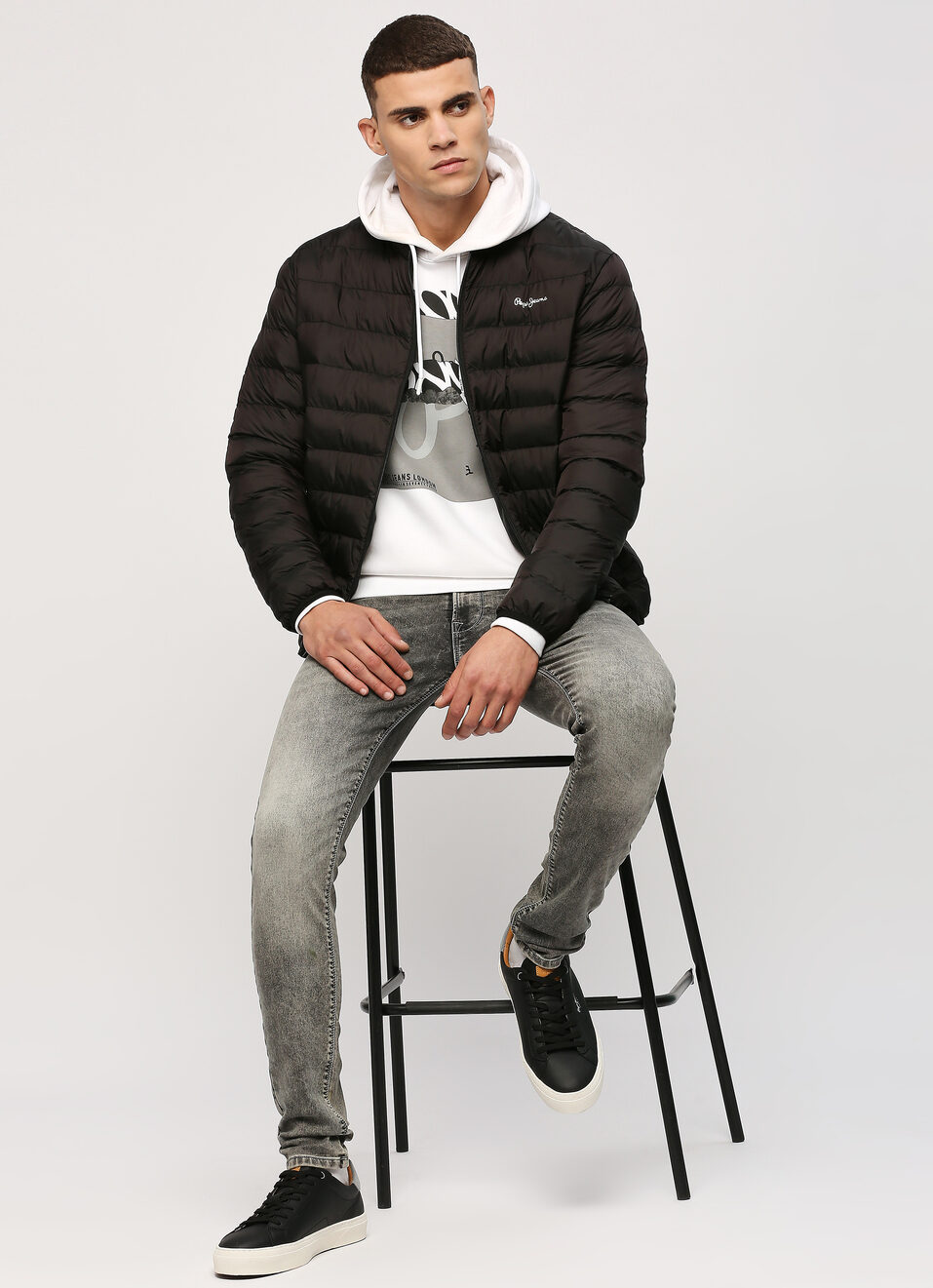 White Graphic Printed Hooded Sweatshirt, , large image number 0