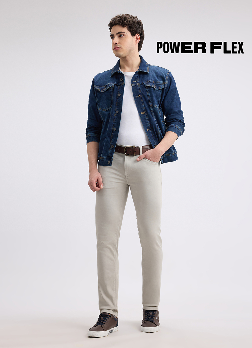 Men Grey Mid Rise Slim Powerflex Extra Stretchable Jeans, , large image number 1