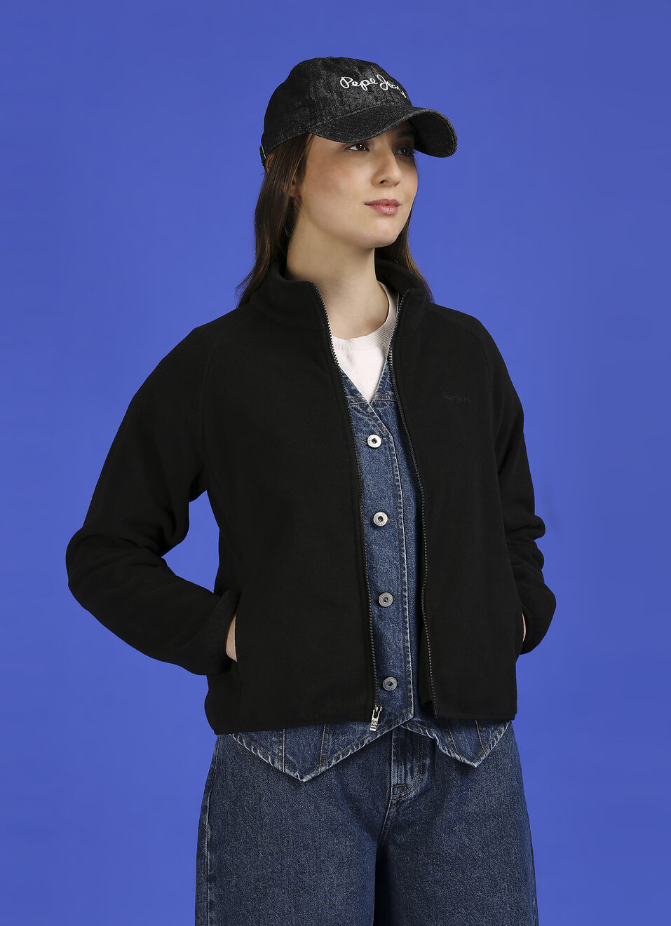 Ecru High Neck Full Sleeve Jacket, , large image number 0