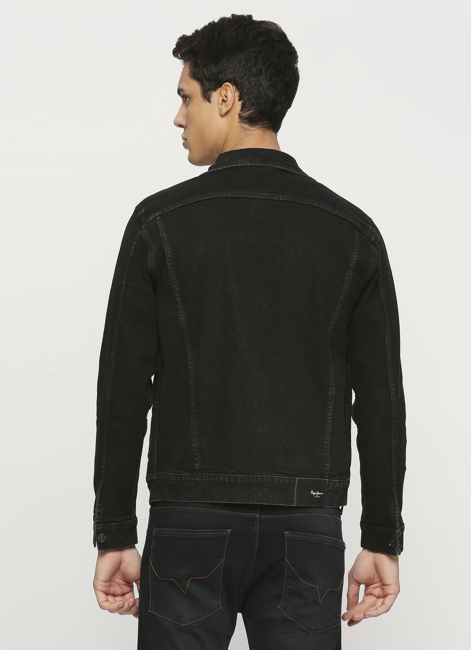 Black Denim Trucker Jacket, , large image number 2