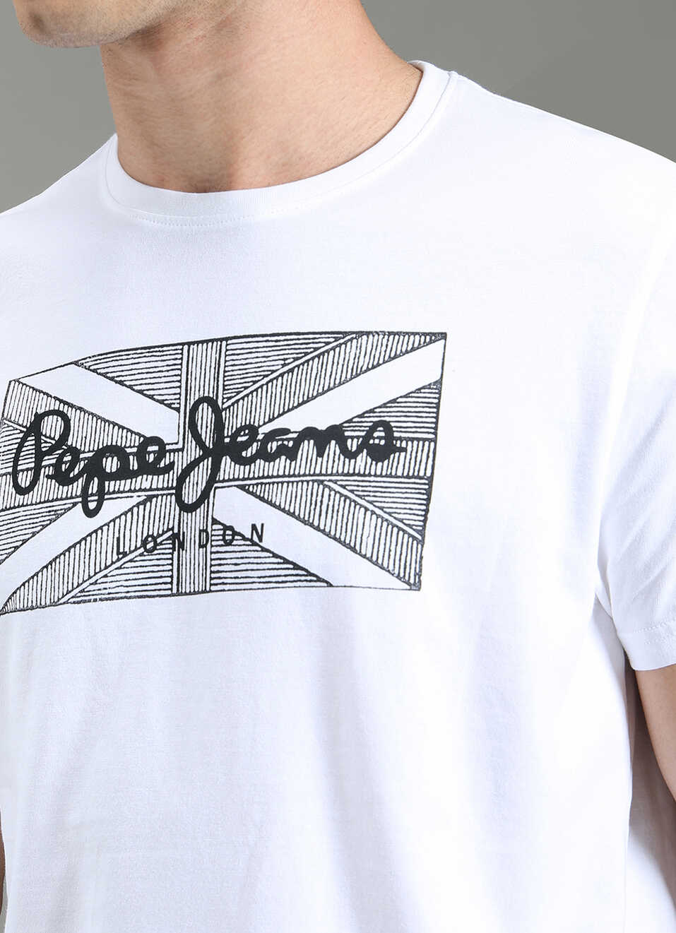 Men White Slim Fit Graphic T-shirt, , large image number 1