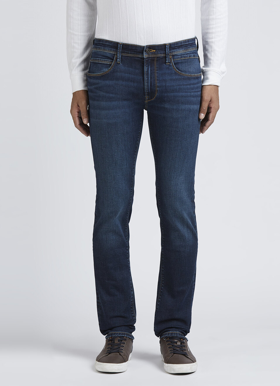 Vapour Blue Mid Rise Slim Powerflex Jeans, , large image number 6