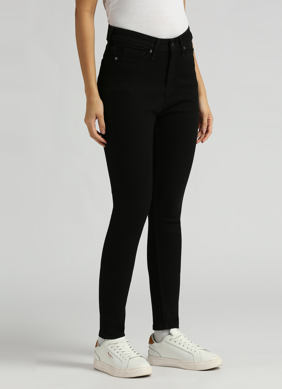 Dion Jet Black High Waist Skinny Fit Jeans, , large image number 3