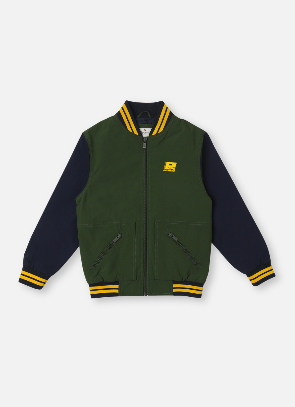 Boys Olive Colour Block Full Sleeve Jacket, , large image number 0