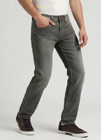 Vapour Grey Low Rise Tapered Grey Jeans