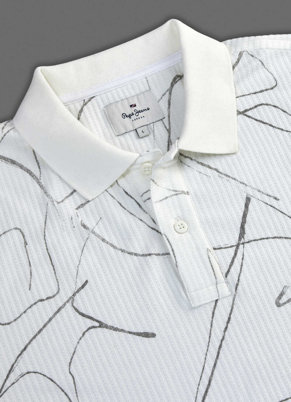 Men Off White Printed Polo Collar T-shirt, , large image number 3