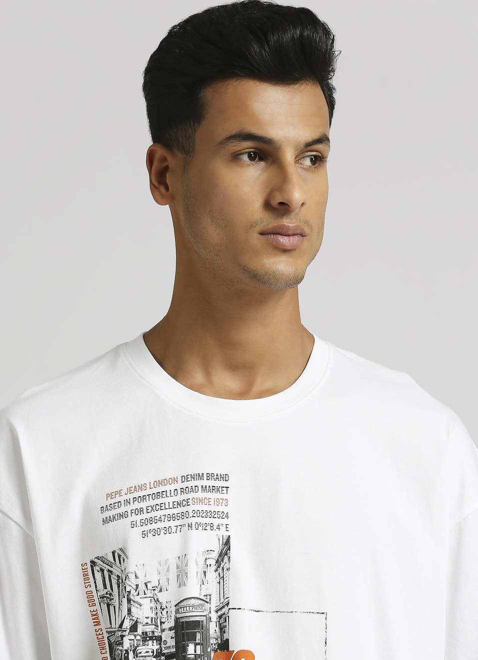 White Oversized Photographic Print Short Sleeve T-shirt, , large image number 4