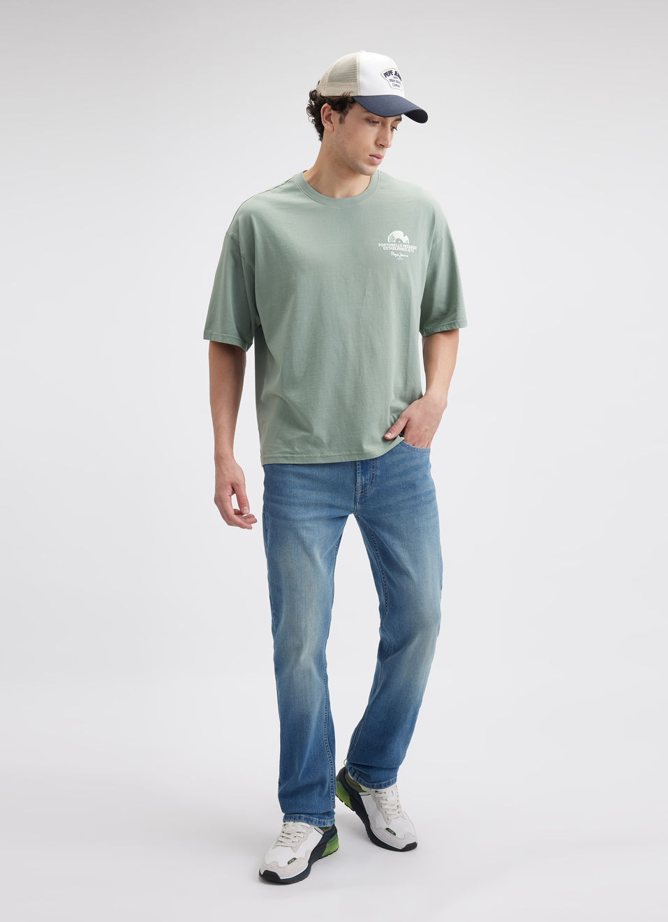 Men Green Back Print Short Sleeve Oversized T-shirt, , large image number 5