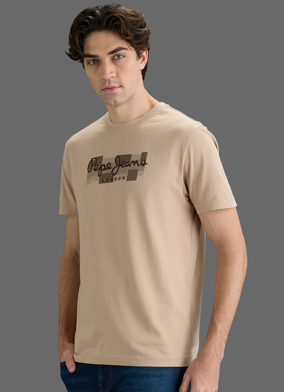 Men Beige Printed Slim Fit T-shirt, , large image number 6