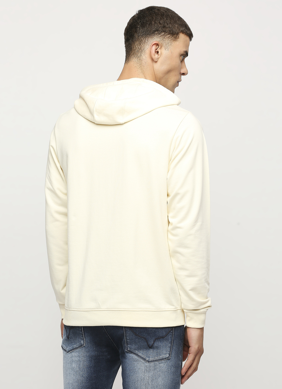 White Printed Hooded Sweatshirt, , large image number 2