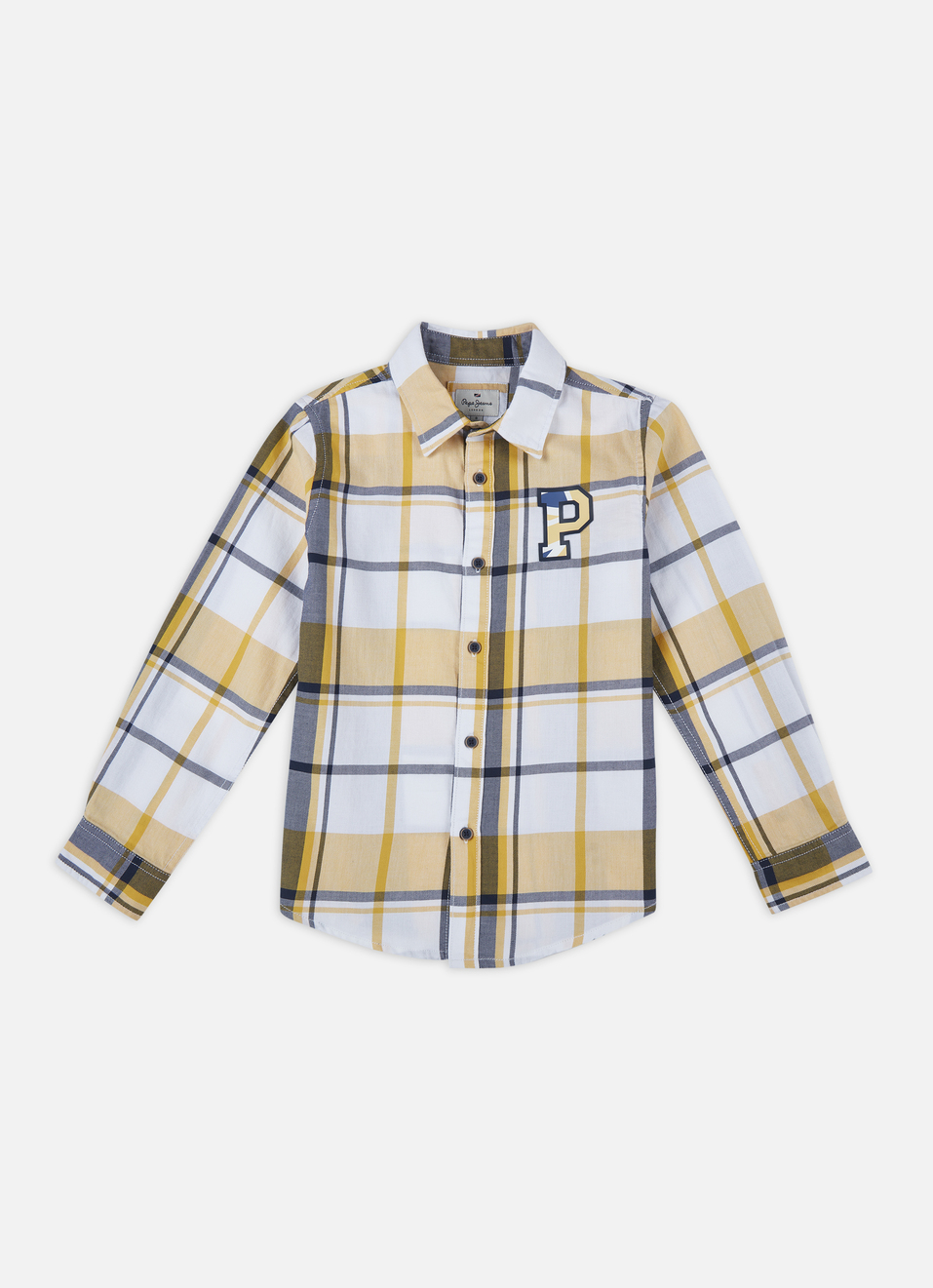 Boys Yellow Herringbone Check Full Sleeve Shirt, , large image number 0