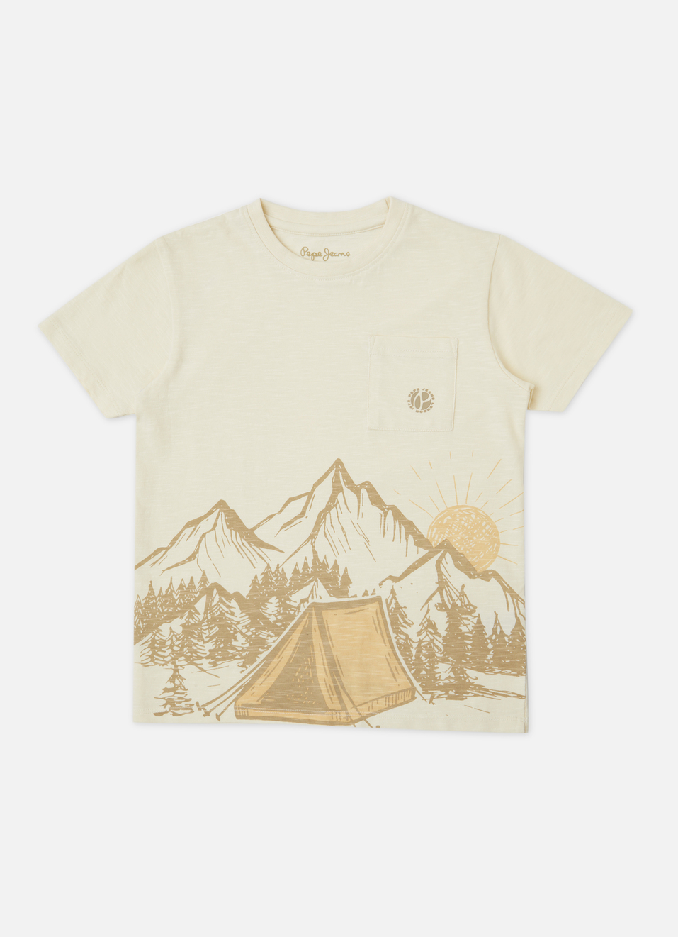 Boys Ivory Graphic Print Short Sleeve T-shirt, , large image number 0