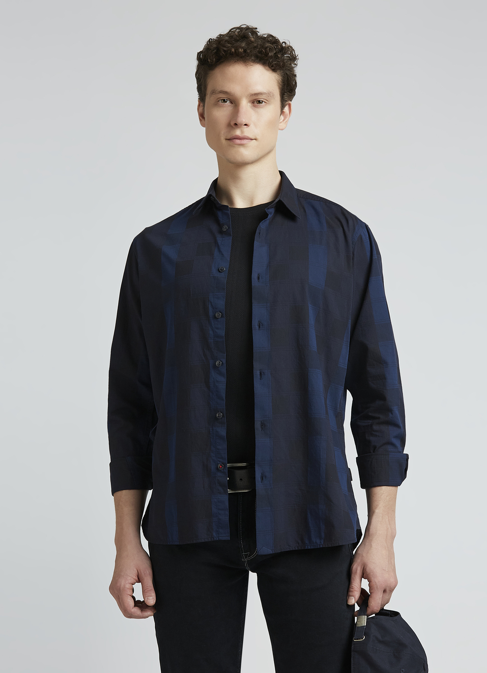 Navy Check Full Sleeve Shirt, , large image number 0
