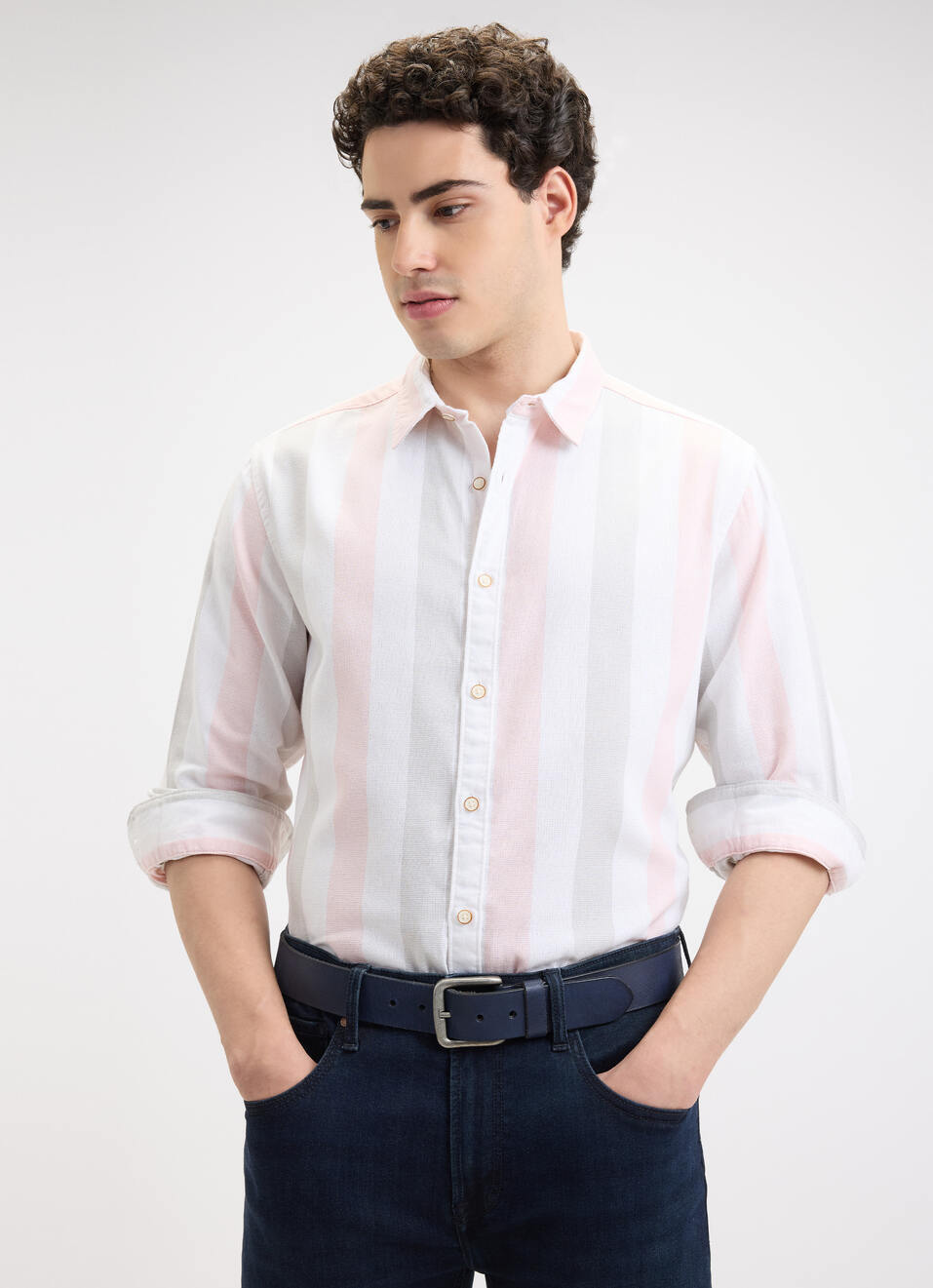 Men Blue Floral Print Full Sleeve Shirt, , large image number 0