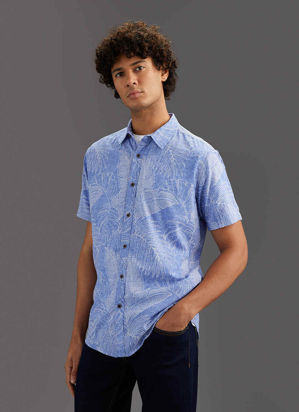 Men Grey Printed Shirt, , large image number 7