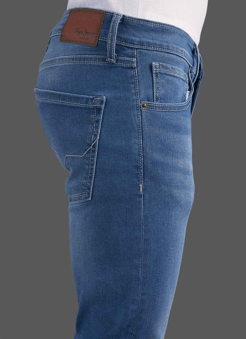 Men Light Blue Mid Rise Slim Fit Jeans, , large image number 4