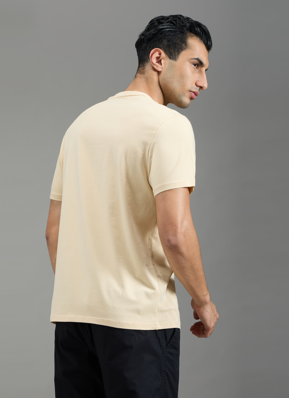 Men Beige Abstract Print Slim Fit T-shirt, , large image number 2