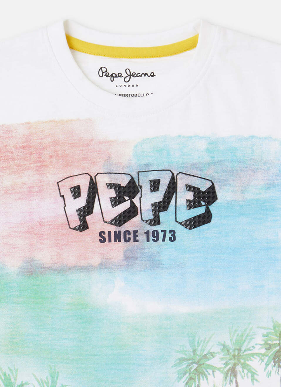 Boys White Beach Inspired Print Short Sleeve T-shirt, , large image number 2