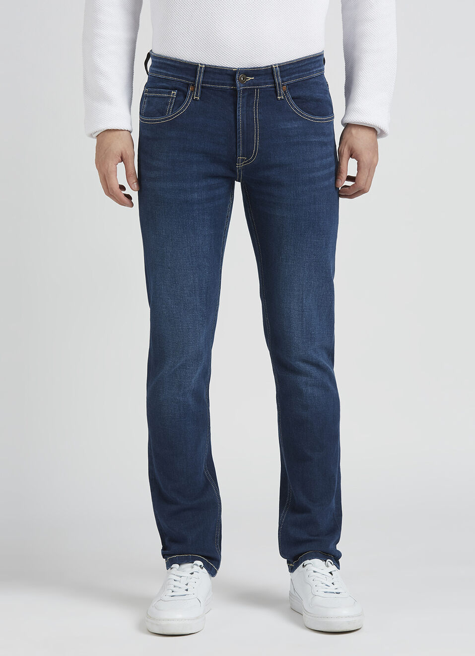 Danial Blue Low Rise Tapered Jeans, , large image number 6
