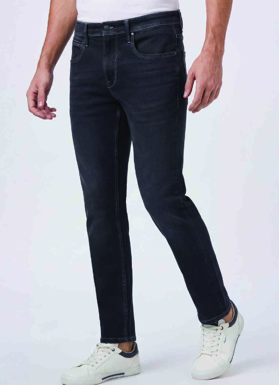 Men Black Mid Rise Slim Fit Gymindigo Jeans, , large image number 0