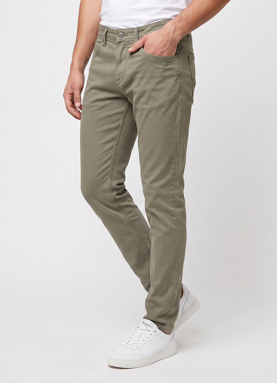 Men Olive Slim Fit Stretchable Jeans, , large image number 0