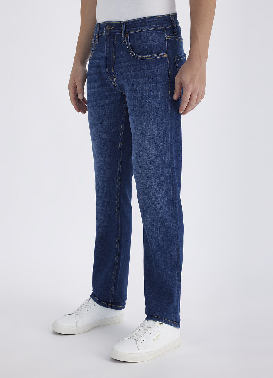 Men Blue Mid Rise Straight Jeans, , large image number 6