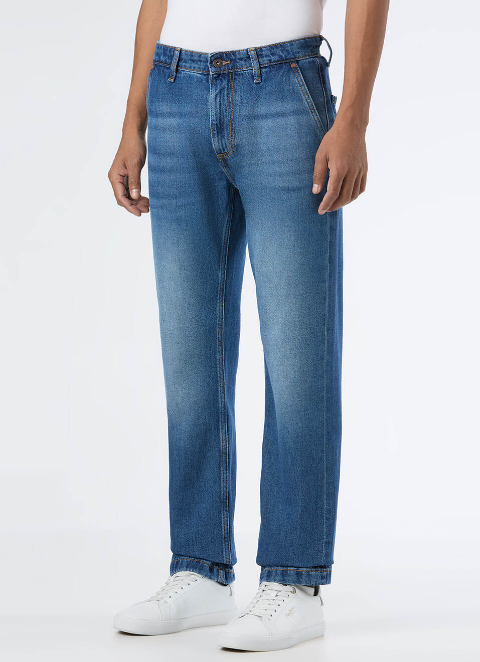 Men Blue Mid Rise Straight Fit Jeans, , large image number 5