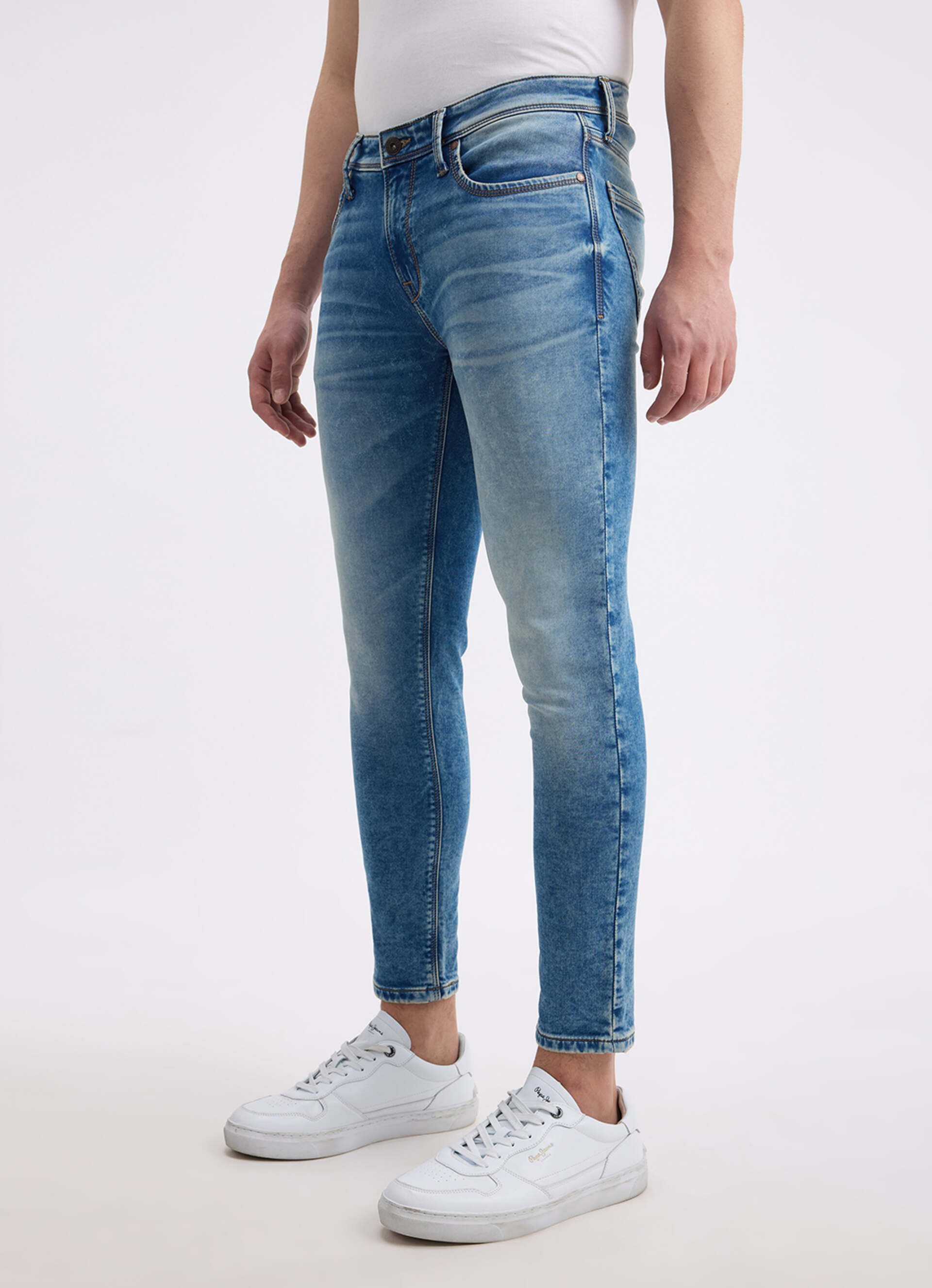Men Blue Mid Rise Skinny Ankle Length Gymindigo Jogger Like Jeans, , large image number 8